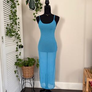 Blue Sheer Maxi Dress